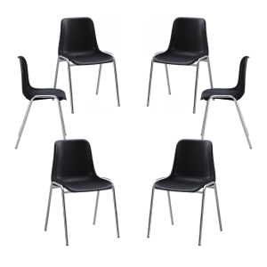 Pack de 6 sillas Carcasa apilables cromadas en polipropileno negro