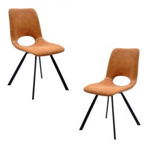 Pack de 2 sillas Antibes New en metal con tapizado de similpiel marrón claro