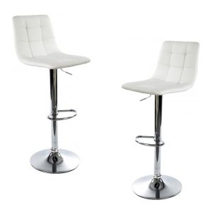 Pack de 2 taburetes Deseo New cromados con tapizado en similpiel blanca
