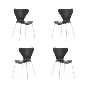Pack de 4 sillas Arne New apilables cromadas en polipropileno negro