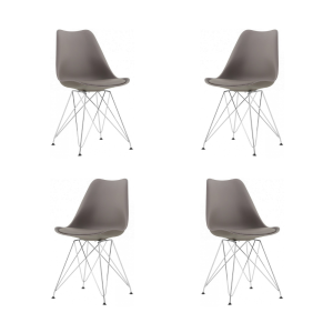Pack de 4 sillas Bella cromadas con carcasa y cojín gris oscuro