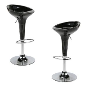 Pack de 2 taburetes Austin cromados con asiento ABS negro