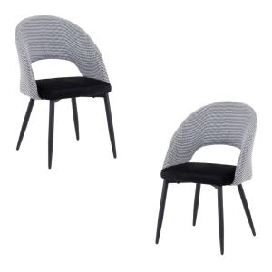 Pack de 2 sillas Cleo en metal con tapizado pata de gallo con negro