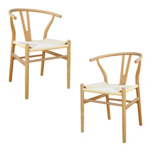 Pack de 2 sillas Wish en madera de haya natural con fibra trenzada