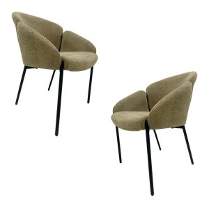 Pack de 2 sillones Giorgio en metal con tapizado chenilla marrón visón