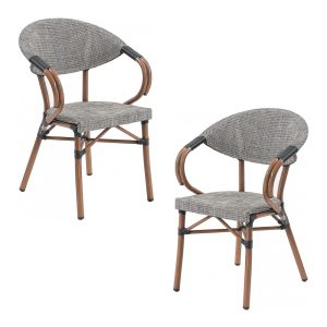 Pack de 2 sillones Nerja apilables en aluminio con textilene gris bronce