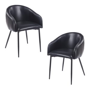 Pack de 2 sillones Pelayo en metal con tapizado similpiel vintage negro