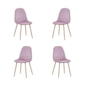 Pack de 4 sillas Epoque New con patas metálicas y tapizado terciopelo rosa