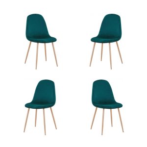 Pack de 4 sillas Epoque New con patas metálicas y tapizado terciopelo verde