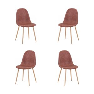 Pack de 4 sillas Epoque New con patas metálicas y tapizado similpiel vintage cuero