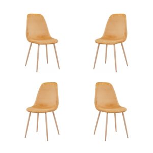 Pack de 4 sillas Epoque New con patas metálicas y tapizado terciopelo amarillo mostaza