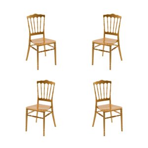 Pack de 4 sillas Wedding apilables en polipropileno color dorado