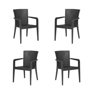 Pack de 4 sillones Jazmín apilables en polipropileno antracita