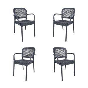 Pack de 4 sillones Latoja apilables en polipropileno antracita