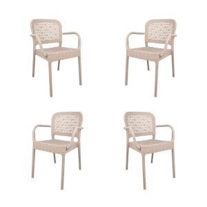 Pack de 4 sillones Latoja apilables en polipropileno beige