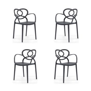 Pack de 4 sillones Love apilables en polipropileno antracita