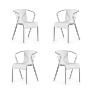 Pack de 4 sillones Lugo apilables en polipropileno blanco