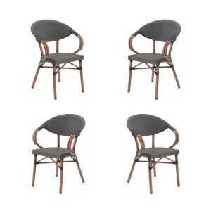 Pack de 4 sillones Nerja apilables en aluminio con textilene marrón