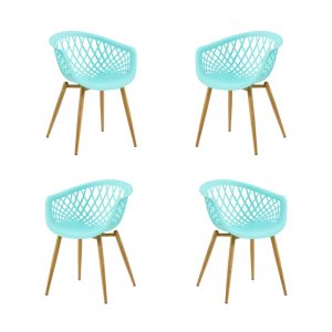 Pack de 4 sillones Strauss en metal con asiento de polipropileno verde pastel
