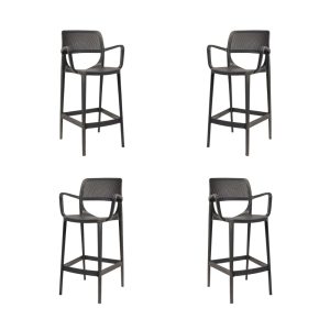 Pack de 4 taburetes Verdi en polipropileno antracita