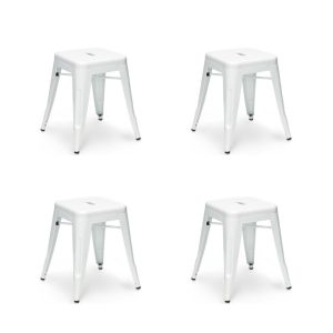Pack de 4 taburetes Tol EK Limited bajos en acero color blanco