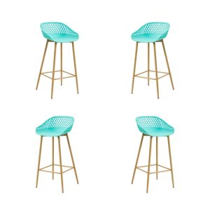 Pack de 4 taburetes Strauss en metal con asiento de polipropileno verde pastel