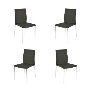 Pack de 4 sillas Inma apilables en metal con tapizado en similpiel negra