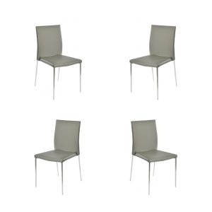 Pack de 4 sillas Inma apilables en metal con tapizado similpiel gris oscuro