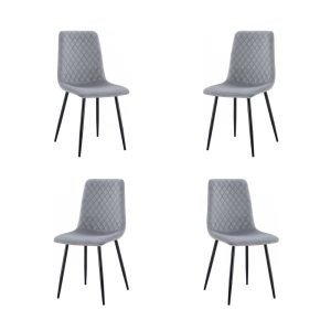 Pack de 4 sillas Lucia New en metal con tapizado velvet gris oscuro