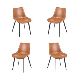 Pack de 4 sillas Madrigal en metal con tapizado similpiel vintage marrón