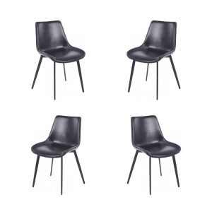 Pack de 4 sillas Madrigal en metal con tapizado similpiel vintage negro
