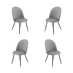 Pack de 4 sillas Magda New en metal con tapizado velvet gris