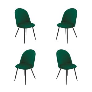 Pack de 4 sillas Magda New en metal con tapizado velvet verde