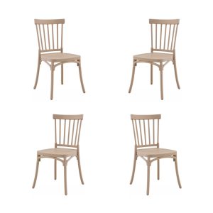 Pack de 4 sillas Milos 43 apilables con tratamiento anti UV en polipropileno tórtora