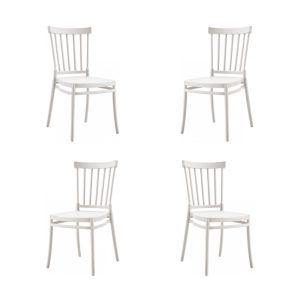 Pack de 4 sillas Milos New apilables con tratamiento anti UV en polipropileno blanco