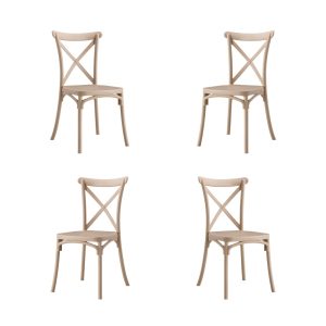 Pack de 4 sillas Corfú apilables con tratamiento anti UV en polipropileno tórtora