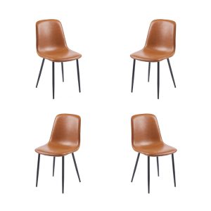 Pack de 4 sillas Peñafiel en metal con tapizado similpiel vintage marrón