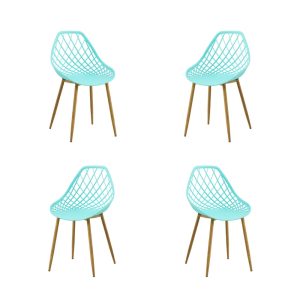 Pack de 4 sillas Strauss en metal con asiento de polipropileno verde pastel