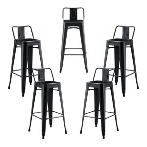Pack de 5 taburetes Tol R1 EK apilables en acero color negro