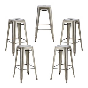 Pack de 5 taburetes Tol EK Brushed en acero acabado plata