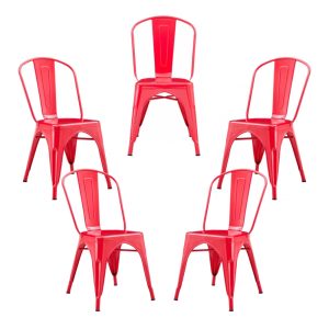 Pack de 5 sillas Tol EK Limited en acero color rojo