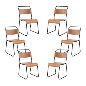 Pack de 6 sillas Liverpool apilables en contrachapado de abedul color negro