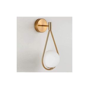 Aplique de pared Brad en metal dorado con tulipa blanca