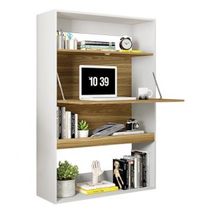 Armario multiusos Spain alto en blanco y miel 90x36x140 cm