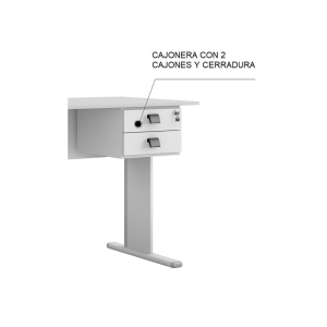 Cajonera de oficina Work A200 con cerradura y 2 cajones en color platino