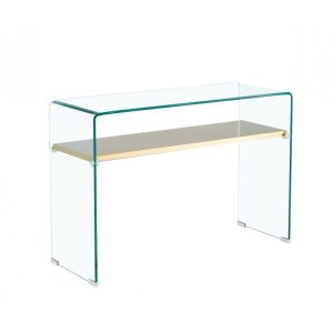 Consola de recibidor Poitiers con estante en cristal 110 x 40 cm