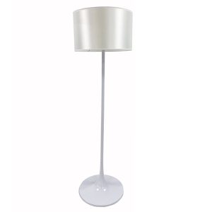 Lámpara de pie de salón Lugano en color blanco con pantalla gris claro