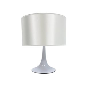 Lámpara de sobremesa Lugano en color blanco con pantalla gris claro
