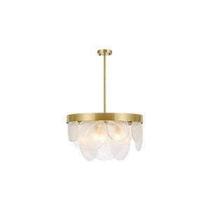 Lámpara colgante Nohra en metal dorado y cristal