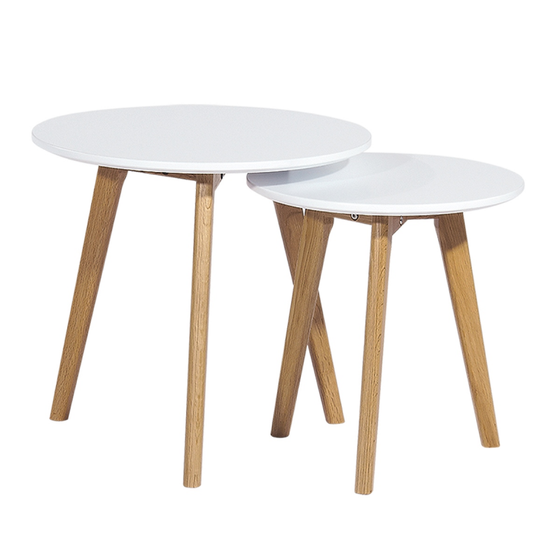 Mesa nido Accra baja en madera lacada blanca set de 2